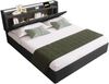 Polsterbett 160×200 cm aus Leinen-Stoff mit LED-Beleuchtung & Ladestation, grau Bild 4