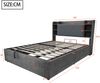 Holzbett180 x 200 cm, Hydraulisches Bett, Kopfteil mit Stauraum, Ausgestattet mit USB-Anschluss und Tape-C-Steckdose, Doppelbett, Einzelbett, Grau (ohne Matratze) Bild 5