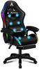 ALFORDSON Gaming-Stuhl 12 RGB LED-Farben Fernbedienung, Gleitschienen-Armlehne (1 St), Einziehbare Fußstotze B-Punkt Massage verstellbares kopfkissen Bild 2