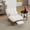 LVHOM Relaxsessel mit liegefunktion, Loungesessel mit Lendenkissen und ausziehbarer Fußstütze, Massivholzgestell, verstellbarer Rückenlehne, ohne Armlehnen, Beige Bild 2