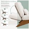LVHOM Relaxsessel mit liegefunktion, Loungesessel mit Lendenkissen und ausziehbarer Fußstütze, Massivholzgestell, verstellbarer Rückenlehne, ohne Armlehnen, Beige Bild 3