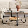 Couchtisch aus Metall und Sicherheitsglas in Schwarz, rund, zweistufig, modernes Industriedesign,45x80x80 cm Bild 4