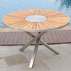 Designer Essgruppe Tisch Alserio + 4 Stühle Lavarone Teakholz Edelstahl - Tischplatte Durchmesser: 80 cm Bild 5