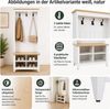 Garderobe HWC-P28, Standgarderobe Schuhregal Sitzbank, 3 Haken 4 Staufächer Melamin 170x76x39cm ~ hellgrau, natur Bild 2