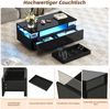 Couchtisch, Hochglanz-Couchtisch fürs Wohnzimmer Sofatisch mit 2 Schubladen Tragender Beistelltisch Kaffeetisch mit LED-Licht, Gehärtetes Glas, Schwarz, 90 x 45 x 35.5 cm Bild 5
