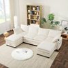 Sofa L-förmig 280x152x82 cm, 6‑Sitzer, Cordbezug, Stauraum & USB-Anschlüsse, Beige Bild 3