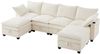 Sofa L-förmig 280x152x82 cm, 6‑Sitzer, Cordbezug, Stauraum & USB-Anschlüsse, Beige Bild 5
