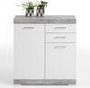 FMD Möbel - BRISTOL 2 - Kommode m. 2 Türen u. 2 SK - melaminharzbeschichtete Spanplatte - Beton LA/weiß Edelglanz - 80 x 89,9 x 34,9cm Bild 2