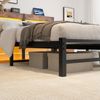 Flieks Doppelbett 140 x 200cm mit LED & USB-Ladestation, Metallbett mit hölzernem Kopfteil & Unterbett-Stauraum, Braun Bild 3