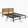 Flieks Doppelbett 140 x 200cm mit LED & USB-Ladestation, Metallbett mit hölzernem Kopfteil & Unterbett-Stauraum, Braun Bild 4