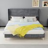 Polsterbett 160×200 cm mit gepolstertem Kopfteil, modernes Design, Grau Bild 3