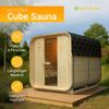 Artsauna Fasssauna Nolvik XL, Outdoor-Sauna aus Fichtenholz, 8 kW Ofen, LED, Komplettset mit Sanduhr, Eimer & Thermometer, winterfest, Cube Design Bild 2
