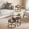 Home Collective Couchtisch 2er Set Beistelltisch Loft Design 2in1 Verschachtelung Wohnzimmer, kratzfeste Oberfläche 53cm & 43cm Rustikal-Eiche schwarzen Beinen rund Bild 2