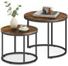 Home Collective Couchtisch 2er Set Beistelltisch Loft Design 2in1 Verschachtelung Wohnzimmer, kratzfeste Oberfläche 53cm & 43cm Rustikal-Eiche schwarzen Beinen rund Bild 5