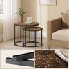 Home Collective Couchtisch 2er Set Beistelltisch Loft Design 2in1 Verschachtelung Wohnzimmer, kratzfeste Oberfläche 53cm & 43cm Rustikal-Eiche schwarzen Beinen rund Bild 3