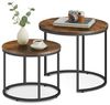 Home Collective Couchtisch 2er Set Beistelltisch Loft Design 2in1 Verschachtelung Wohnzimmer, kratzfeste Oberfläche 53cm & 43cm Rustikal-Eiche schwarzen Beinen rund Bild 4