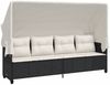 vidaXL Sonnenliege mit Dach und Kissen Schwarz Poly Rattan 368335 Bild 2