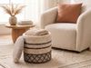 Sitzhocker mit Stauraum aus Wolle 40cm Beige Stoff Rund - Design Boho Stoffhocker mit abnehmbarem Deckel - Polsterhocker Schminktisch Hocker - Beistellhocker für Wohnzimmer Handmade Bild 3