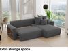 MEBLINI Schlafcouch mit Bettkasten - 260x160x78cm - Dunkelgrau Cordstoff - NAPLES - Kleines Ecksofa mit Schlaffunktion - Sofa mit Relaxfunktion und Kissen - Kleine Couch L-Form - Eckcouch Bild 4