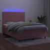 vidaXL Boxspringbett mit Matratze & LED Rosa 140x200 cm Samt 3136010 Bild 4