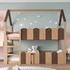 Hochbett Holzoptik Mit Hausdesign 90x200 Metall Konstruktion 120kg Tragkraft Kinderzimmer Spielbereich Klapptür Bild 2