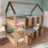 Hochbett Holzoptik Mit Hausdesign 90x200 Metall Konstruktion 120kg Tragkraft Kinderzimmer Spielbereich Klapptür Bild 3