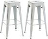 Barhocker 2er Set MILAN - Antik-Weiß, Metall Barhocker ohne Lehne Barstuhl Tresenhocker Tresenstuhl Kneipenhocker Kneipenstuhl Bild 1