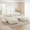3-Sitzer Modulsofa H 76 x T 281 x B 171 cm aus Chenille in Weiß, rahmenloses Sofa mit flexiblem Aufbau Bild 2