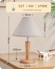 EDISHINE Nachttischlampe mit Massivholzsockel & Leinen-Lampenschirm, LED wechselbar, Warmweiß, Höhe 34 cm, inkl. 4W LED-Leuchtmittel, für Fensterbank, Geschenk Bild 3