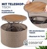 CASARIA® Polyrattan Sonneninsel Sonnenliege mit Faltbarem Dach Beige Grau Bild 4