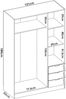 Dmora Kleiderschrank 3 Türen Astru, Kleiderbügel für Schlafzimmer, 3-Schubladen-Kleiderschrank, 121x52h184 cm, Eiche Bild 3