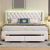 Simurq Polsterbett Doppelbett 180x200 cm LED USB (1-tlg, Inkl. Ladefunktion, RGB Beleuchtung, 2 Schubladen), Stauraumbett mit Komforthöhe Lattenrost, Leises Design Bett Bild 3