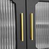 Merax Lowboard, TV-Möbel im Retro-Stil, goldene Griffe, viel Stauraum, Mit Glastür und Beinen aus Massivholz , Schwarz Bild 5