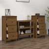 2 Stk. Sideboards, Kommoden Honigbraun 40x35x80 cm Massivholz Kiefer Bild 3