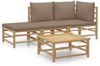 vidaXL 4-tlg. Garten-Lounge-Set mit Taupe Kissen Bambus 3155112 Bild 2