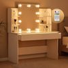 CASARIA® Schminktisch Lucia mit Spiegel LED Beleuchtung Hocker 110x40x140cm Weiß Bild 2
