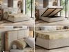 Premium Polsterbett LERIO CLASSIC 200 x 200 cm mit Stauraum, gepolstertem Kopfteil, Gasdruckfedern & Lattenrost - Modernes Design, Inkl. Lattenrost Pocket Matratze - Dunkelbeige Strukture - VIRE LUX Bild 2