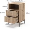 Nachttisch Eliza Viking Oak/Schwarz 40 x 66 cm mit 2 Schubladen & 1 Fach Vicco Bild 2