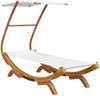 vidaXL Sonnenliege mit Dach 100x190x134 cm Bugholz Massiv Creme 313943 Bild 2