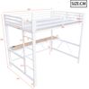 Merax Hochbett, 140x200cm, Kinderbett, Jugendbett, mit LED-Beleuchtung, USB-Ladestation und Schreibtisch, Weiß Bild 4