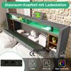 Merax Polsterbett 160*200CM Doppelbett Stauraum-Kopfteil Bett mit aufladen USB und LED-Beleuchtung Bettgestell Lattenrost aus Holz, Grau(Ohne Matratze) Bild 5