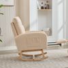 Schaukelstuhl Teddy Stoff Beige mit hoher Rückenlehne und Armlehnen, ergonomischer Relaxsessel mit Massivholzgestell Bild 4