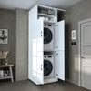 Roomart Waschmaschinenschrank DORA-II- Waschmaschinen- & Trocknerschrank mit Türen & Ausziehbrett – Waschküchenschrank für Waschmaschine & Trockner • Weiß Bild 2