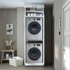 Roomart Waschmaschinenschrank DORA-II- Waschmaschinen- & Trocknerschrank mit Türen & Ausziehbrett – Waschküchenschrank für Waschmaschine & Trockner • Weiß Bild 5