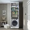 Roomart Waschmaschinenschrank DORA-II- Waschmaschinen- & Trocknerschrank mit Türen & Ausziehbrett – Waschküchenschrank für Waschmaschine & Trockner • Weiß Bild 4