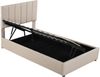 Novelux Polsterbett 90x200 cm mit Bettkasten & hydraulischem Stauraum – Leinenstoff Beige, Kinderbett Jugendbett inkl, Lattenrost, Kopfteil verstellbar Bild 5