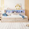 Tagesbett 90x200 cm mit LED-Beleuchtung, USB-Steckdosen und Schubladen,Multifunktionales Schlafsofa,mit Ambiente-Licht,Natur,inklusive Schaummatratze Bild 5