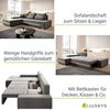 Juskys Sofa Davos Links mit Schlaffunktion - Ecksofa für Wohnzimmer mit Bettkasten & LED - Stoff Schlafsofa L Form Couch Beleuchtung - Hellgrau Bild 4