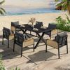 STILVORA Gartenlounge-Set Gartengarnitur mit 6 Stühle und Tisch Gartenmöbel-Set Terrassenmöbel, (Outdoor-Set mit Eisengestell Geflochtene Armlehnen, für mehrere Personen, Vielseitiger und lässiger Stil), für Rasenflächen, Terrassen, Flussufer und ander... Bild 3