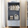 Garderobenset 89,6x44x180,5 cm & 70x44x180 cm mit Kleiderstange und Schubladen – Blau/Natur Bild 2